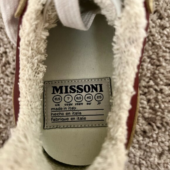 Missoni Brown Zig Zag Knit Suede Leather Sneakers, NEW - Picture 6 of 6